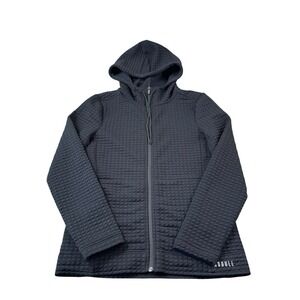 NOBULL Black Waffle Knit Full Zip Hooded Men's Jacket Size Small